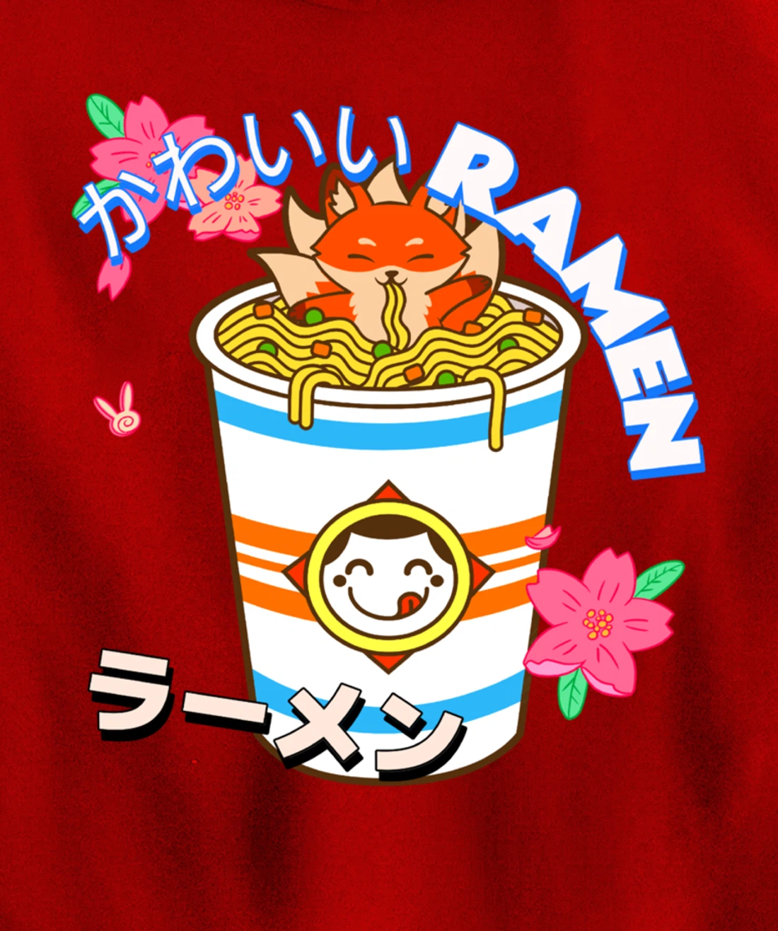 Cute Kawaii Japanese Fox Ramen Bowl Kitsune Noodles Pullover Hoodie