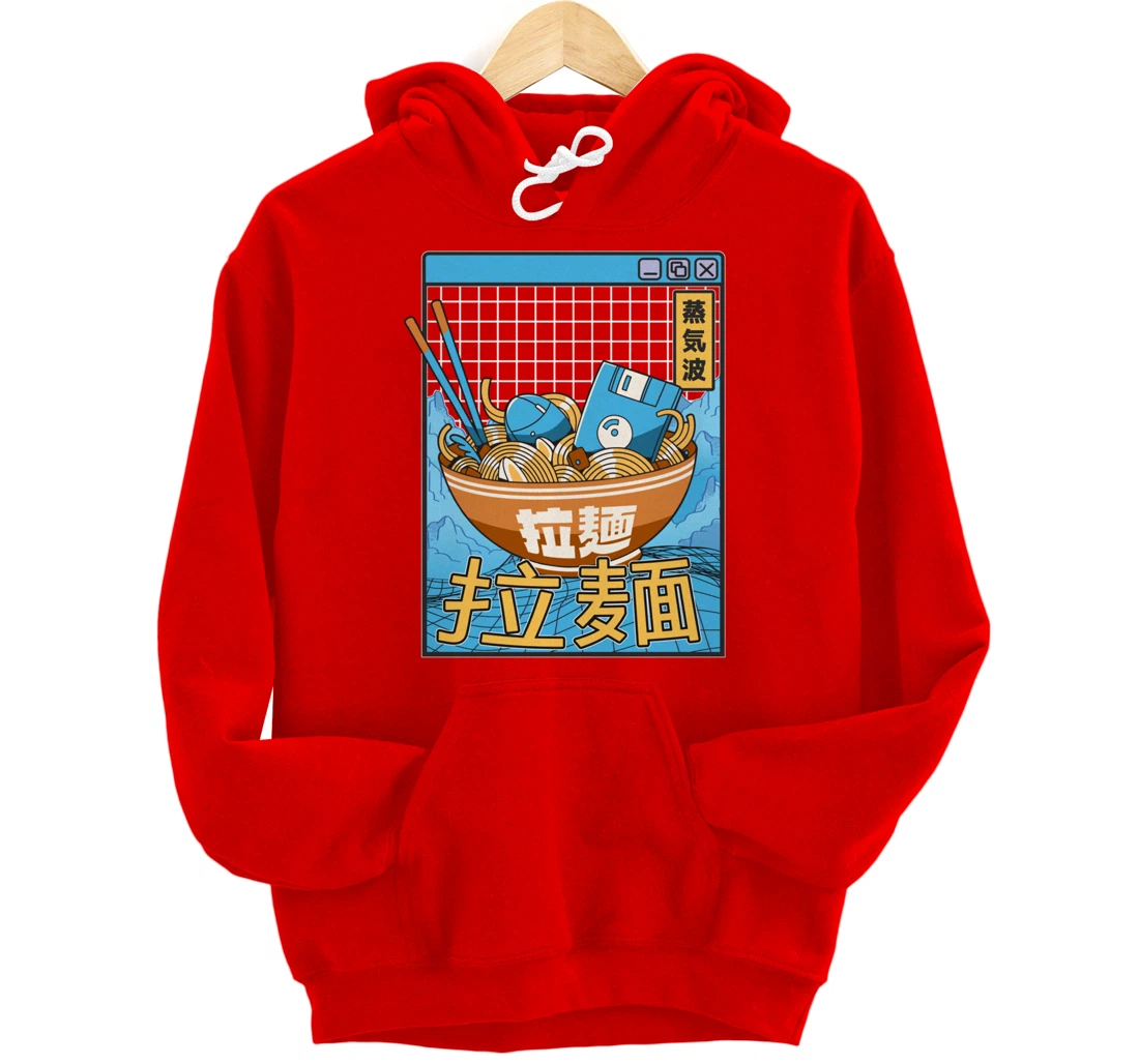 Digital Ramen Bowl Japan Style Pastel Otaku Anime Vaporwave Pullover Hoodie