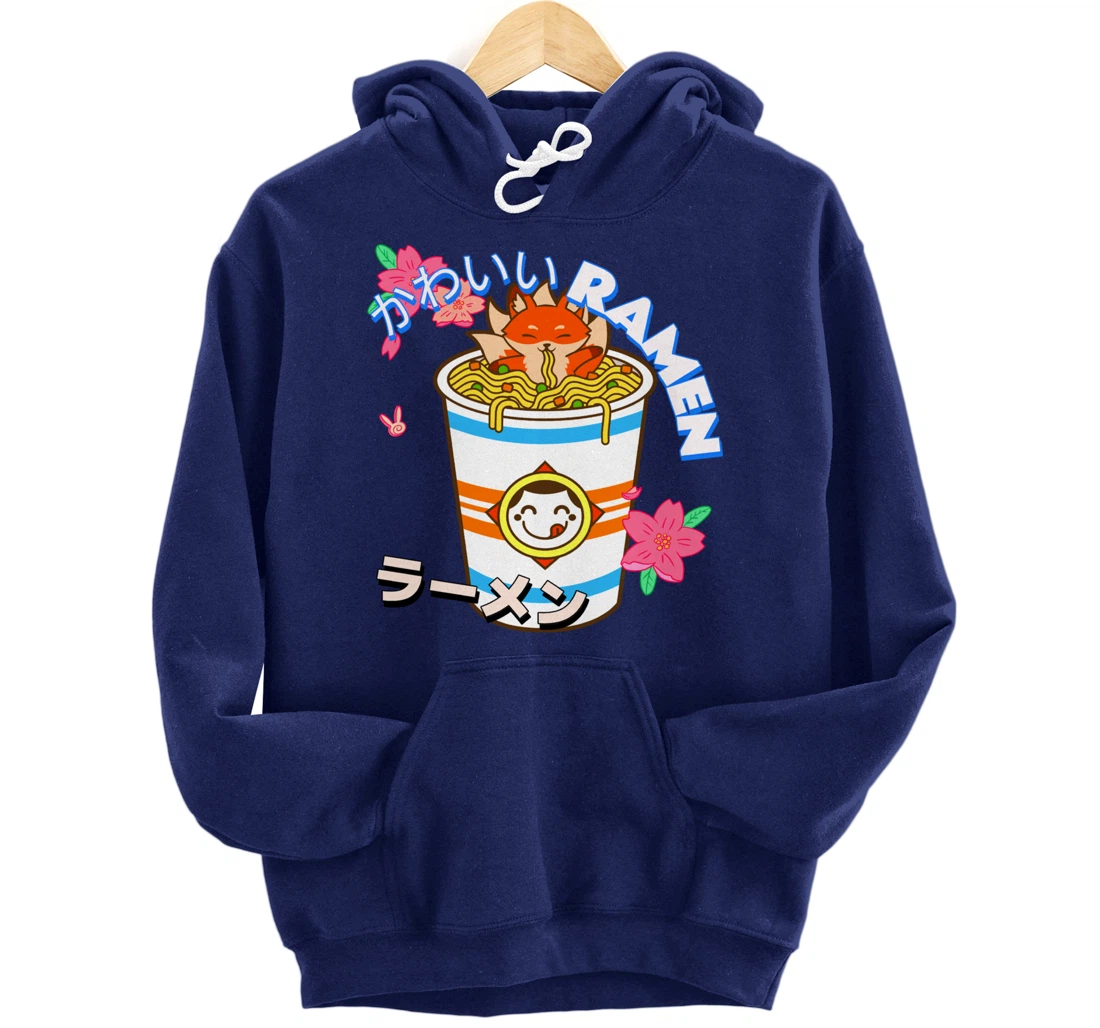 Cute Kawaii Japanese Fox Ramen Bowl Kitsune Noodles Pullover Hoodie