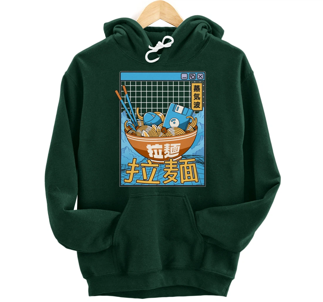 Digital Ramen Bowl Japan Style Pastel Otaku Anime Vaporwave Pullover Hoodie