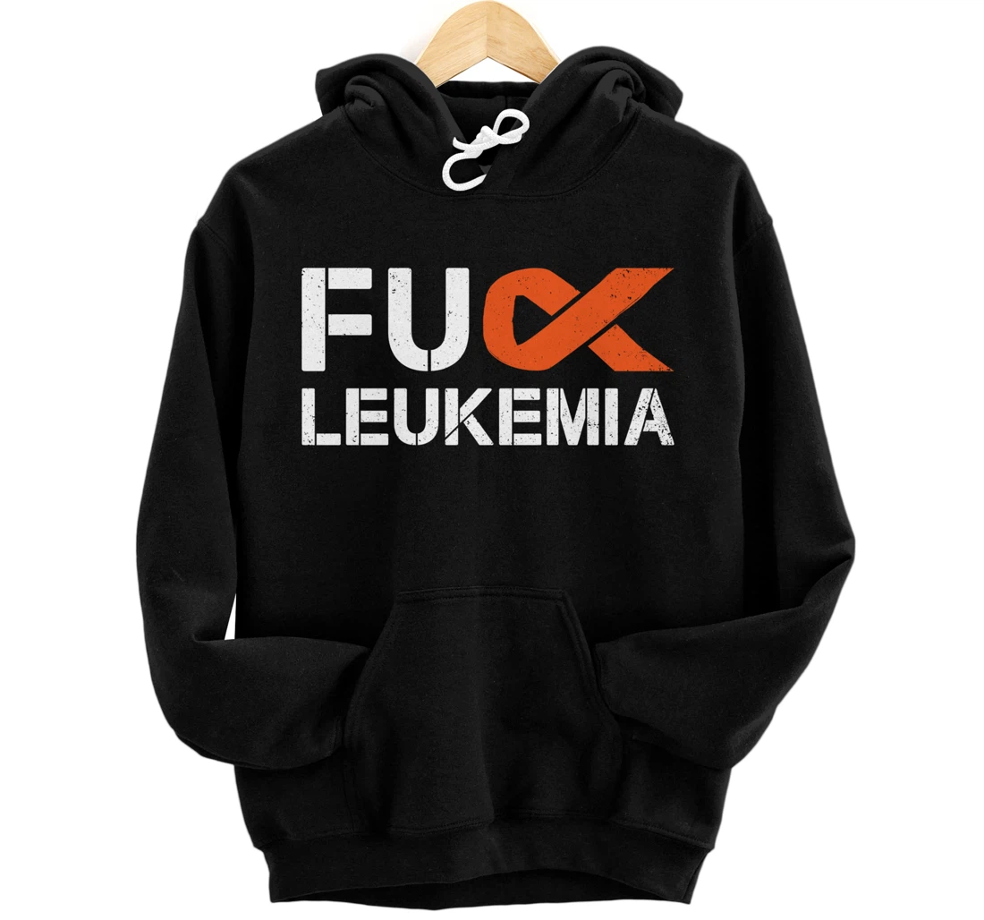 Fuck Leukemia Cancer Awareness Month Ribbon Warrior Fighter Pullover Hoodie