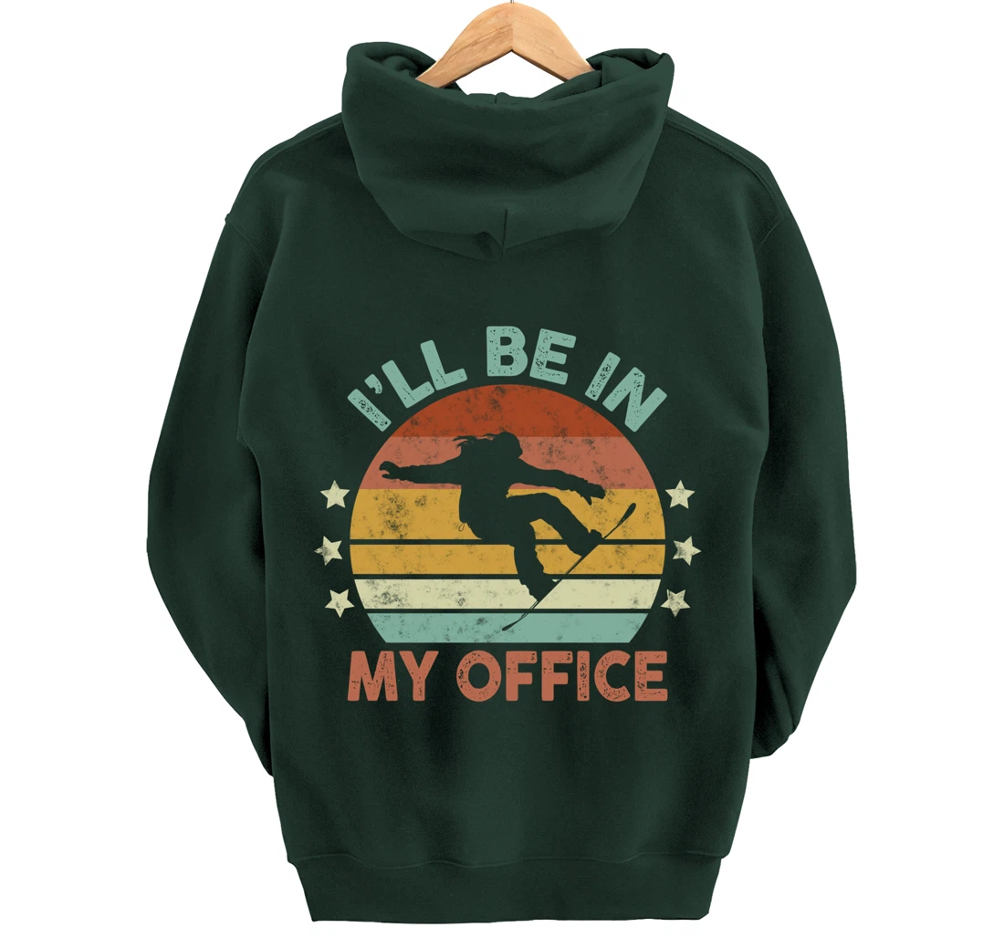 Snowboarding I’ll Be In My Office Winter Ice Sports Retro Pullover Hoodie