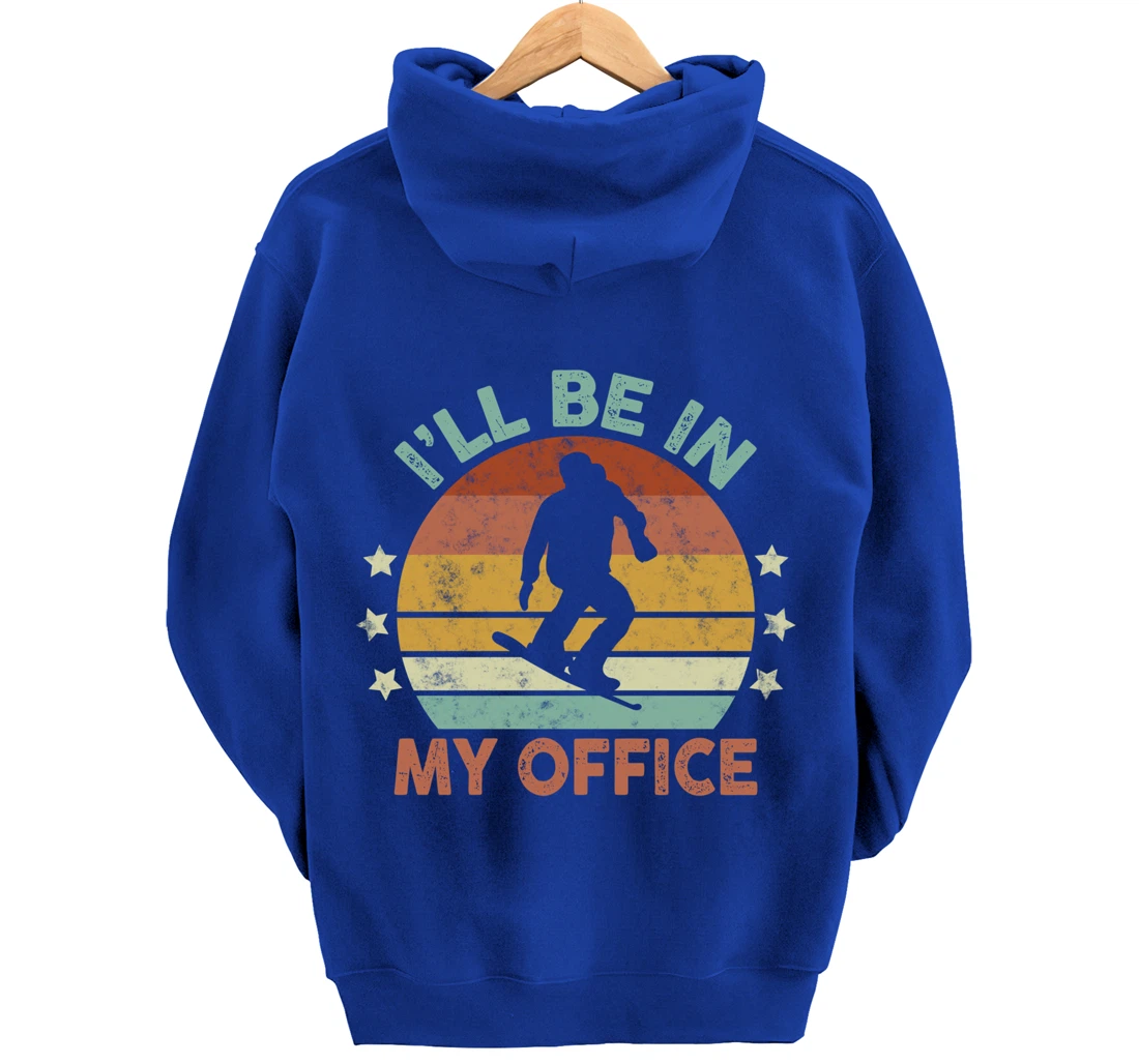 Snowboarding I’ll Be In My Office Winter Ice Sports Retro Pullover Hoodie