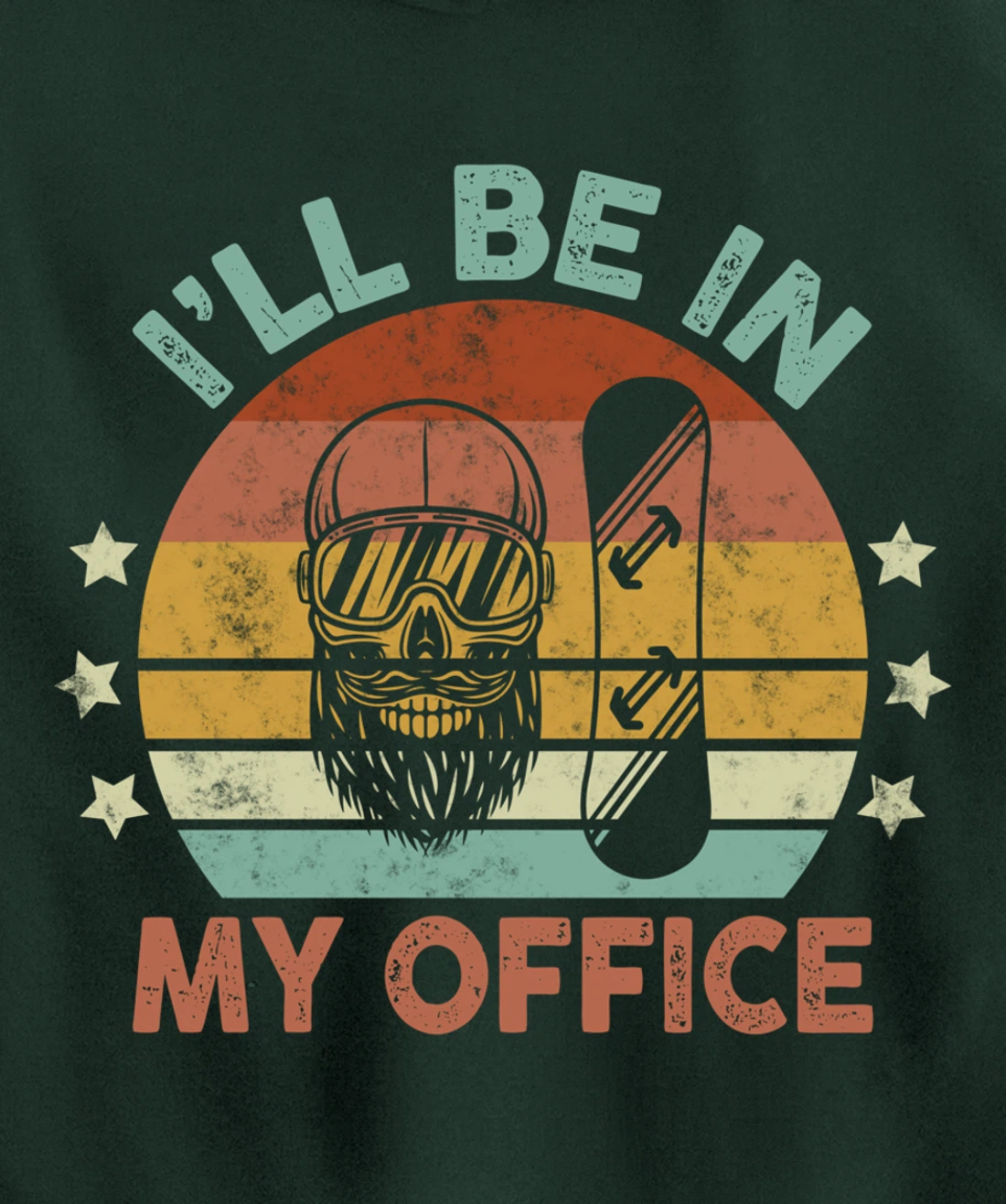 Snowboarding I’ll Be In My Office Winter Ice Sports Retro Pullover Hoodie