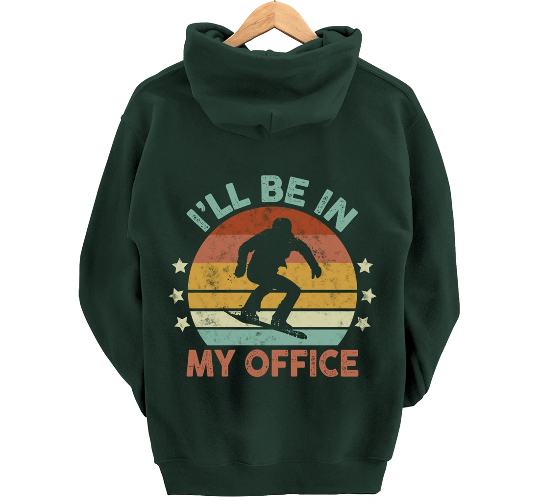 Snowboarding I’ll Be In My Office Winter Ice Sports Retro Pullover Hoodie