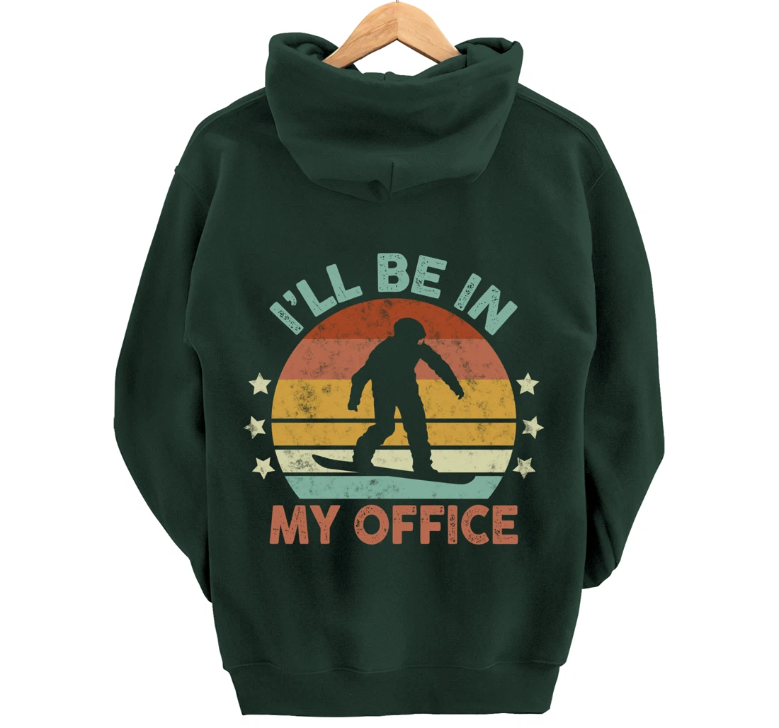 Snowboarding I’ll Be In My Office Winter Ice Sports Retro Pullover Hoodie