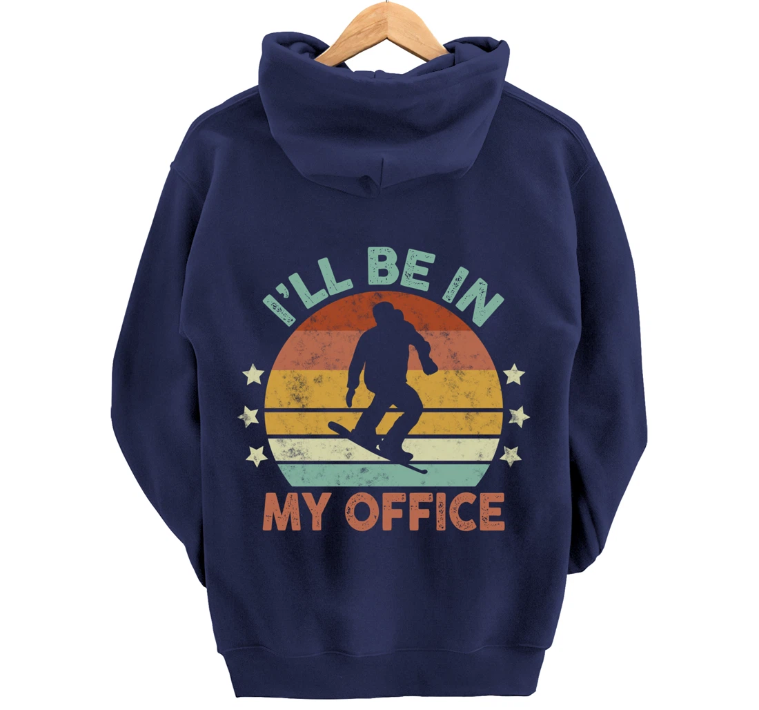 Snowboarding I’ll Be In My Office Winter Ice Sports Retro Pullover Hoodie