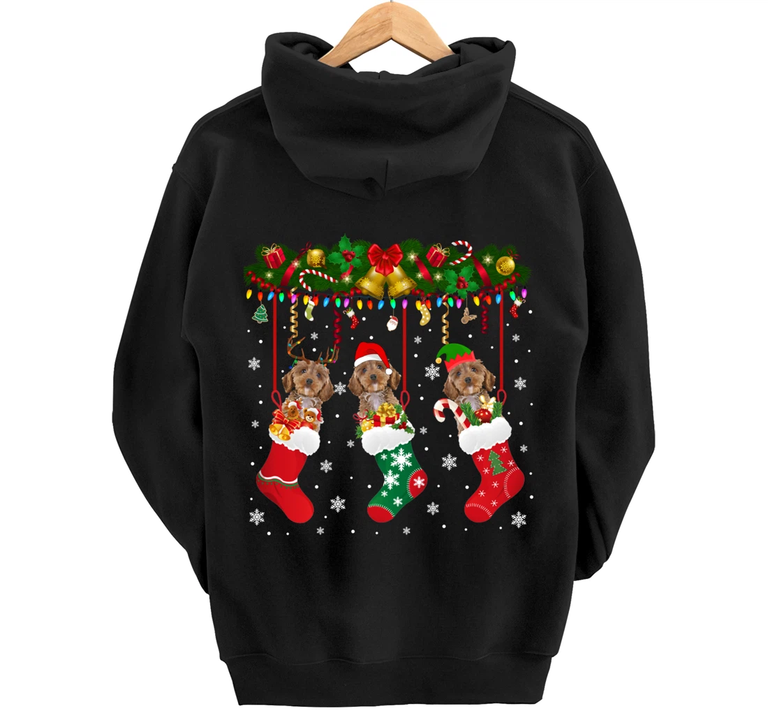 Cockapoo In Sock Xmas Reindeer Santa ELF Dog Pullover Hoodie