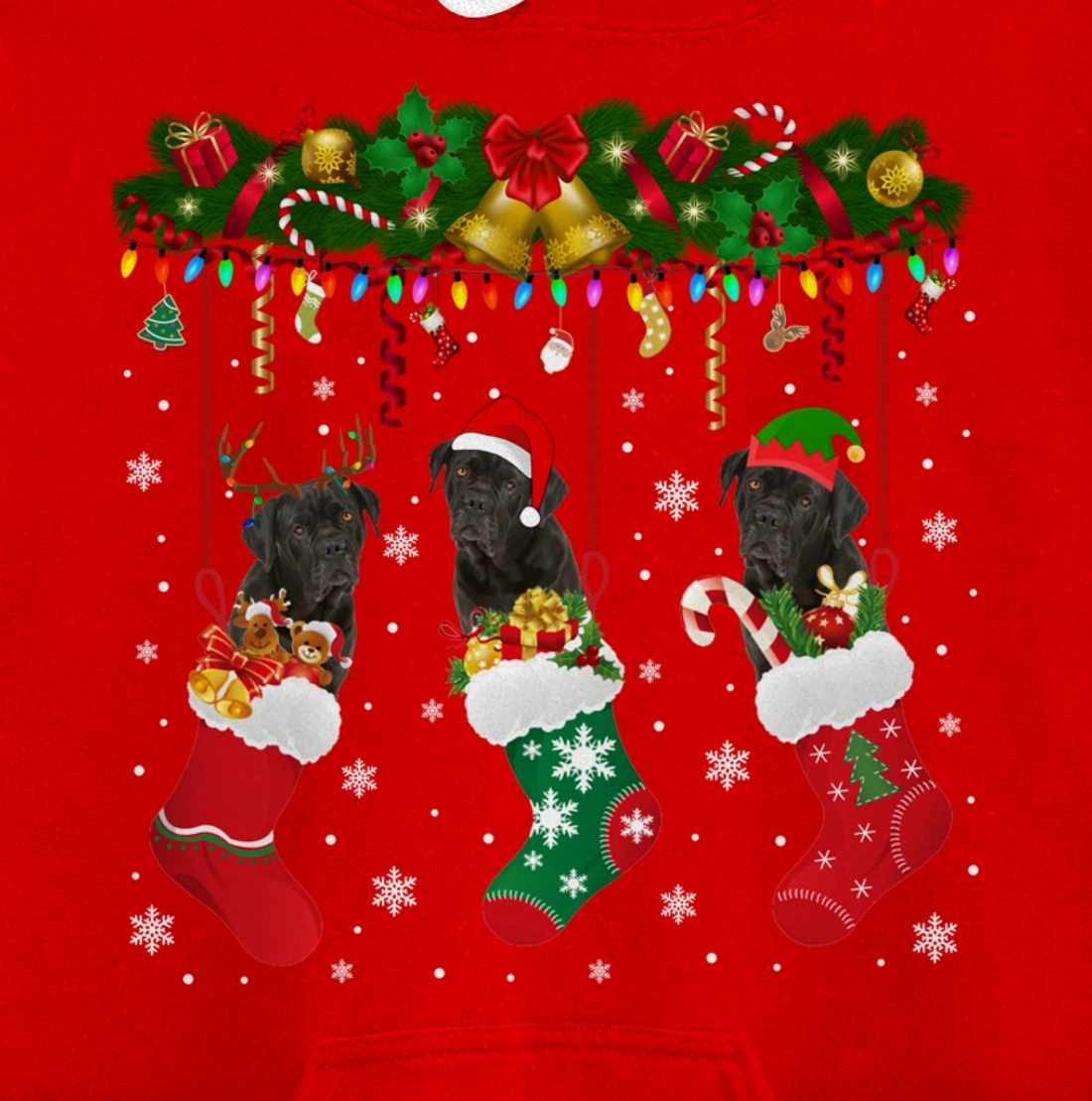 Cane Corso In Sock Xmas Reindeer Santa ELF Dog Pullover Hoodie
