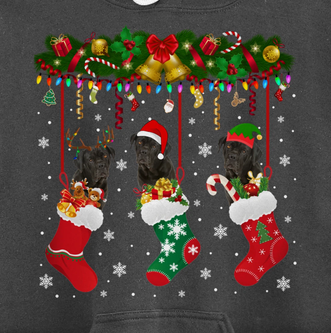 Cane Corso In Sock Xmas Reindeer Santa ELF Dog Pullover Hoodie