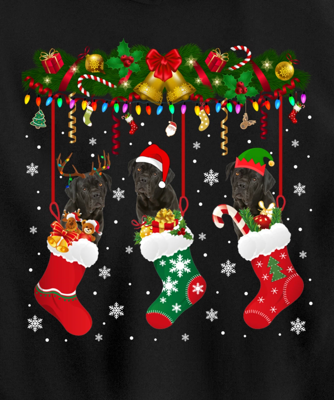 Cane Corso In Sock Xmas Reindeer Santa ELF Dog Pullover Hoodie