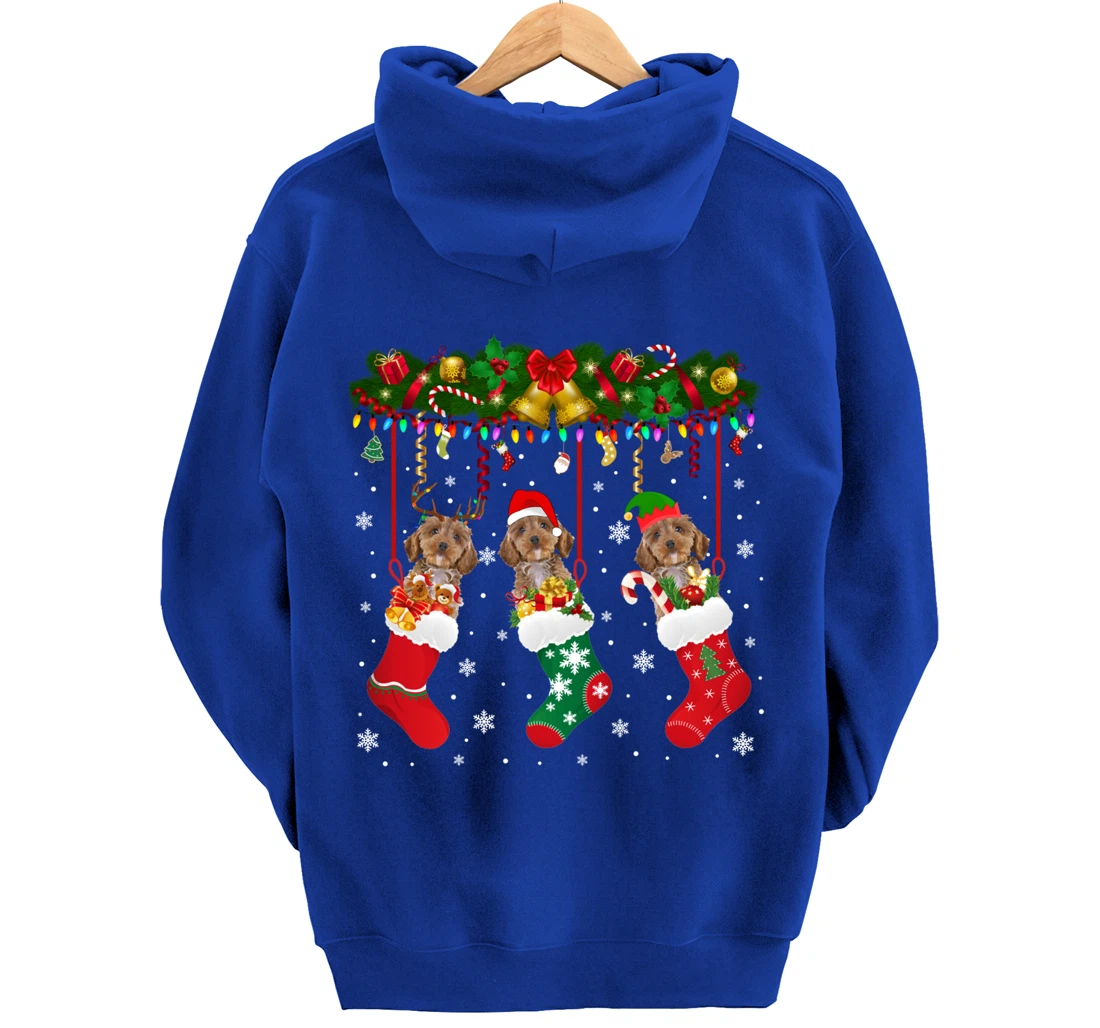Cockapoo In Sock Xmas Reindeer Santa ELF Dog Pullover Hoodie