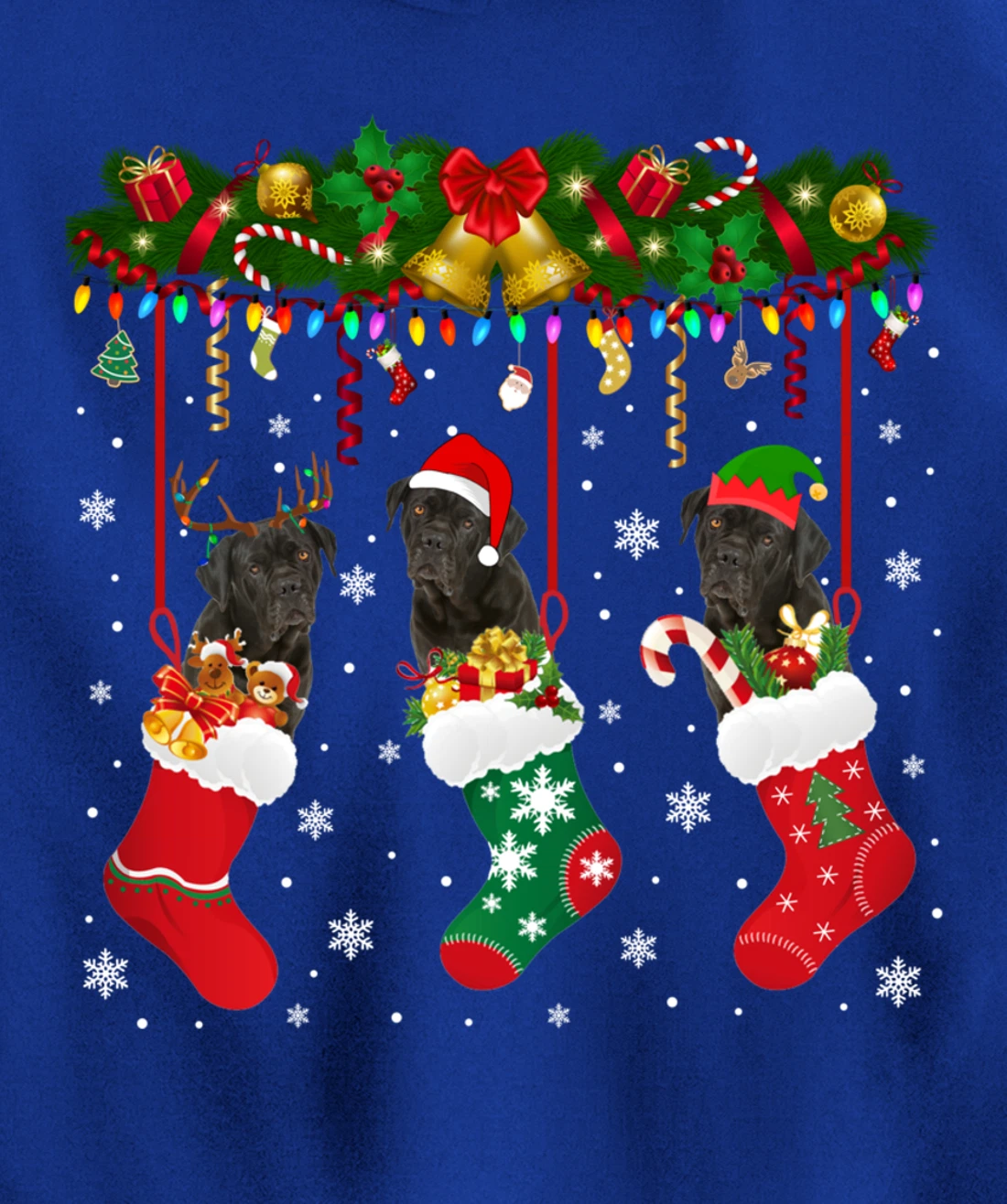 Cane Corso In Sock Xmas Reindeer Santa ELF Dog Pullover Hoodie