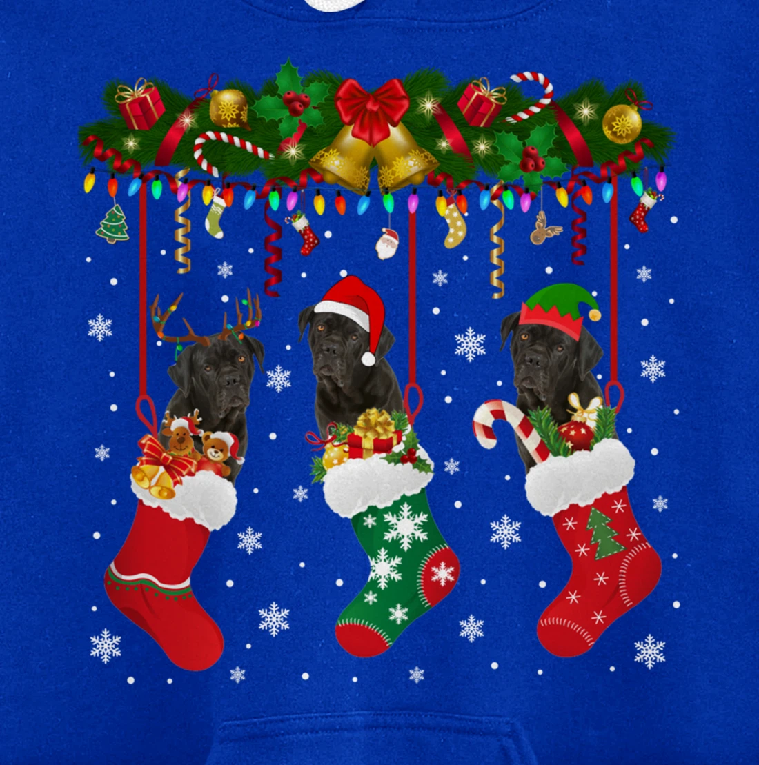 Cane Corso In Sock Xmas Reindeer Santa ELF Dog Pullover Hoodie