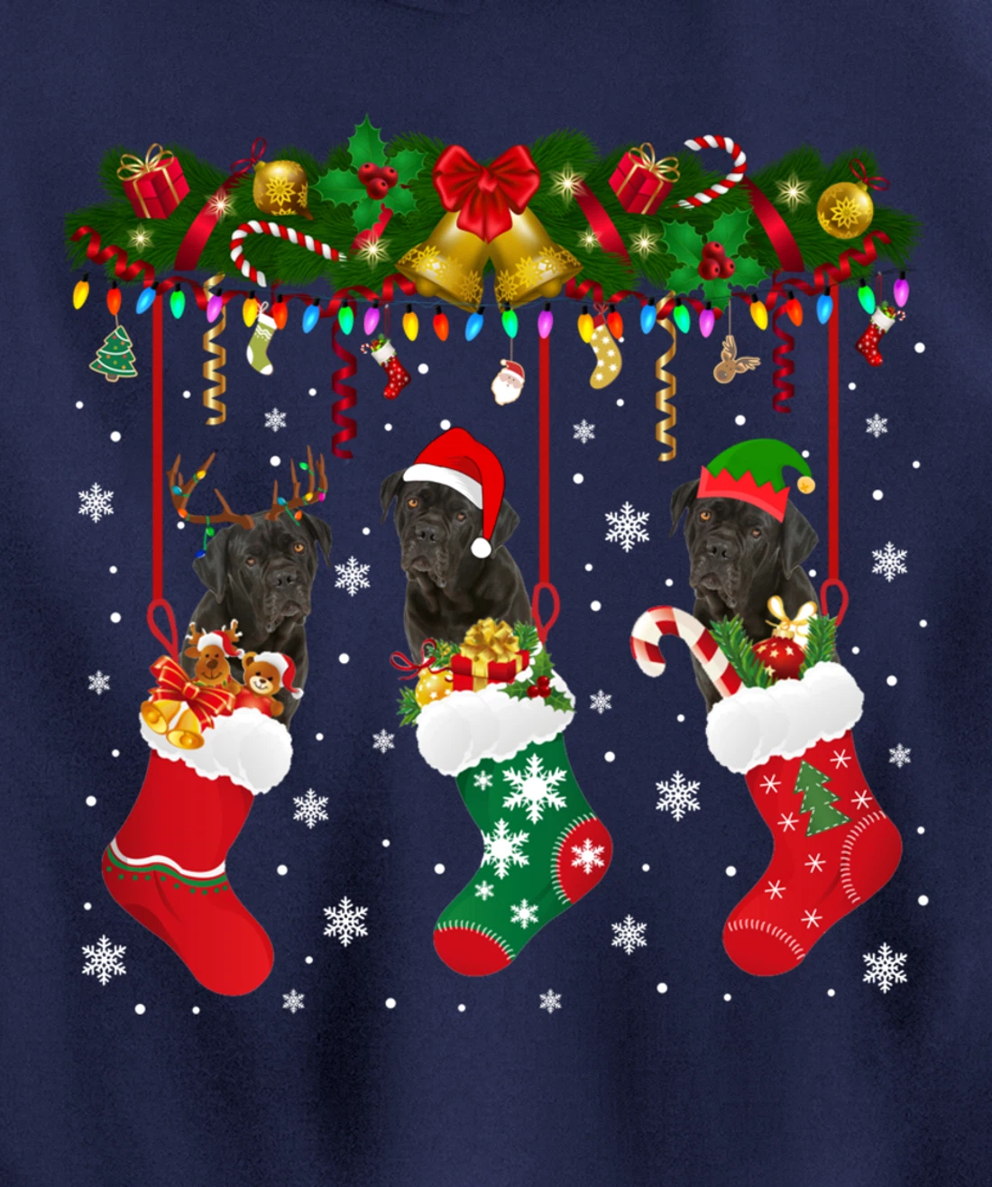 Cane Corso In Sock Xmas Reindeer Santa ELF Dog Pullover Hoodie