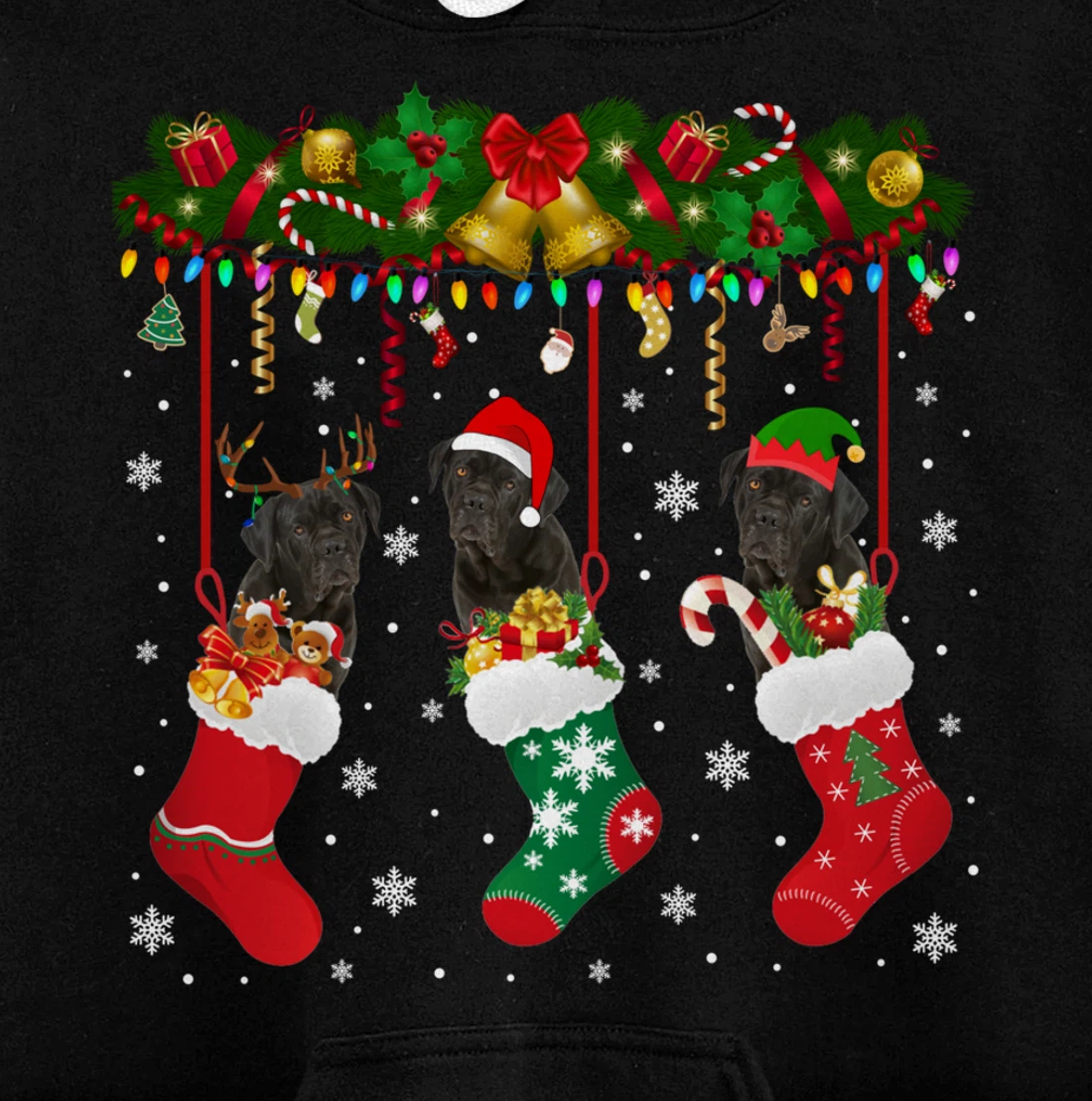 Cane Corso In Sock Xmas Reindeer Santa ELF Dog Pullover Hoodie