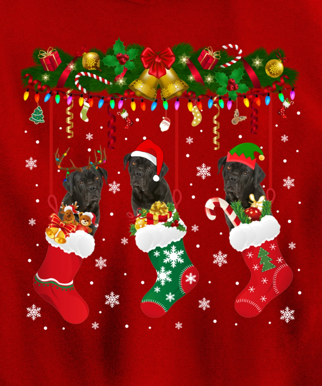 Cane Corso In Sock Xmas Reindeer Santa ELF Dog Pullover Hoodie