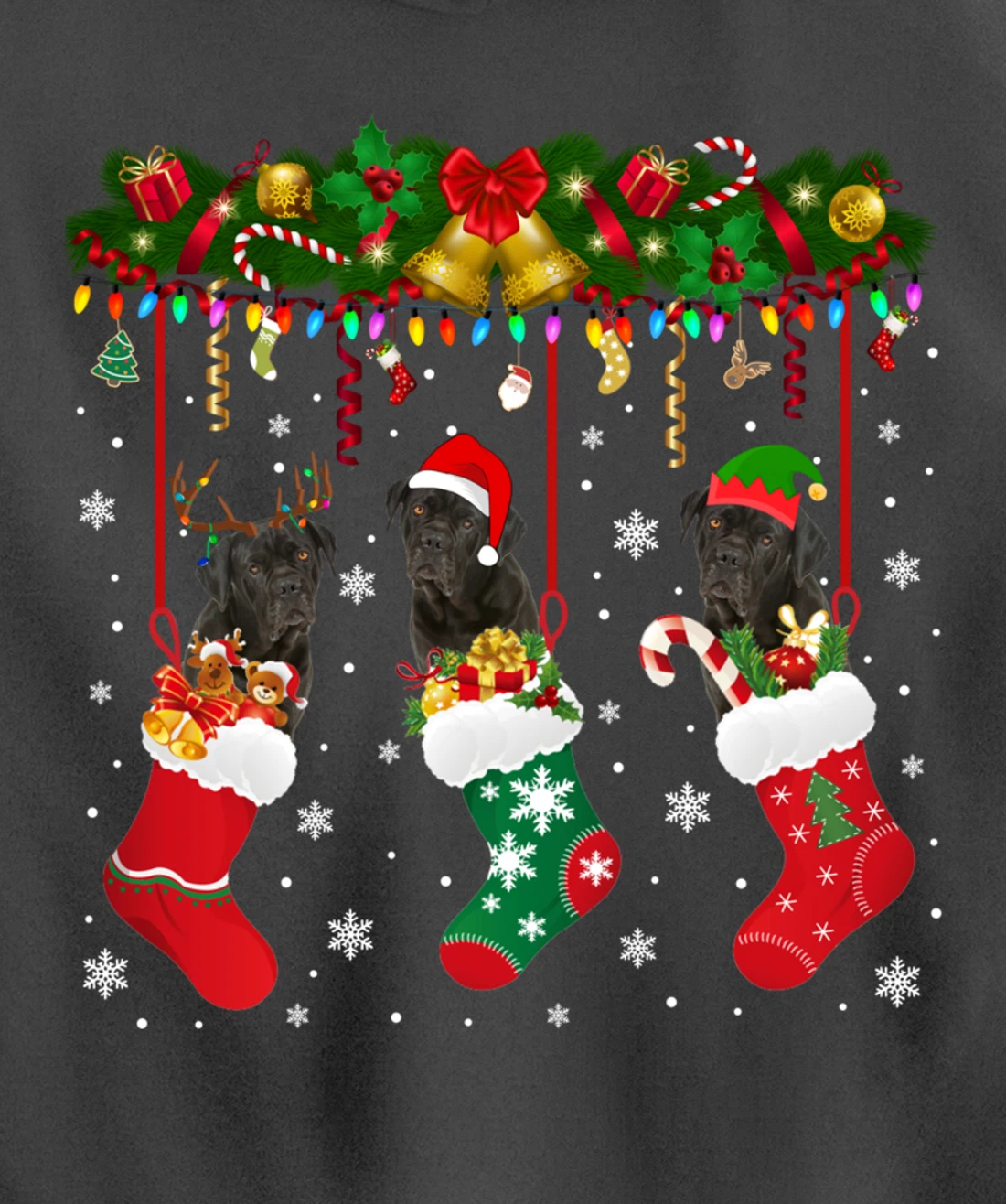 Cane Corso In Sock Xmas Reindeer Santa ELF Dog Pullover Hoodie