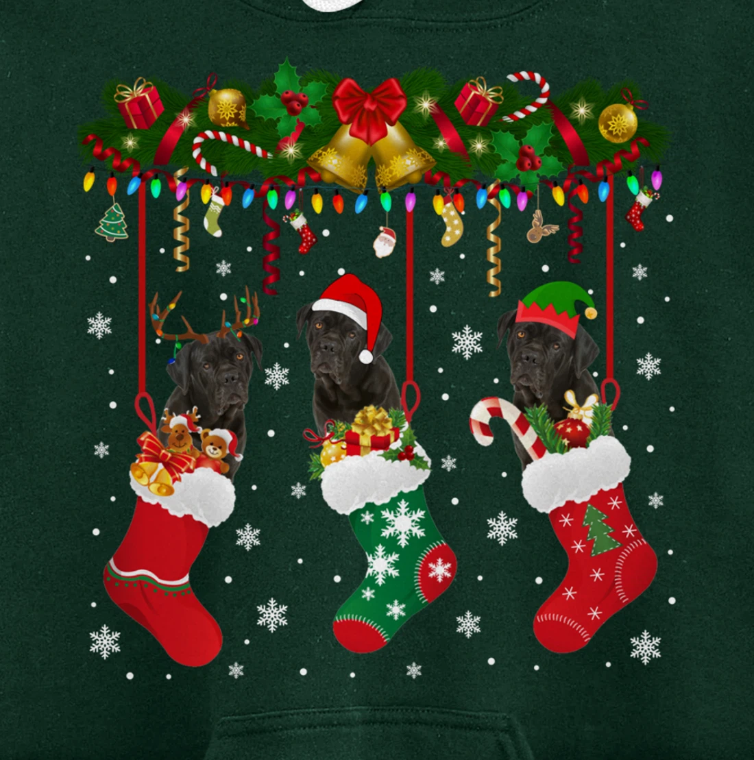 Cane Corso In Sock Xmas Reindeer Santa ELF Dog Pullover Hoodie