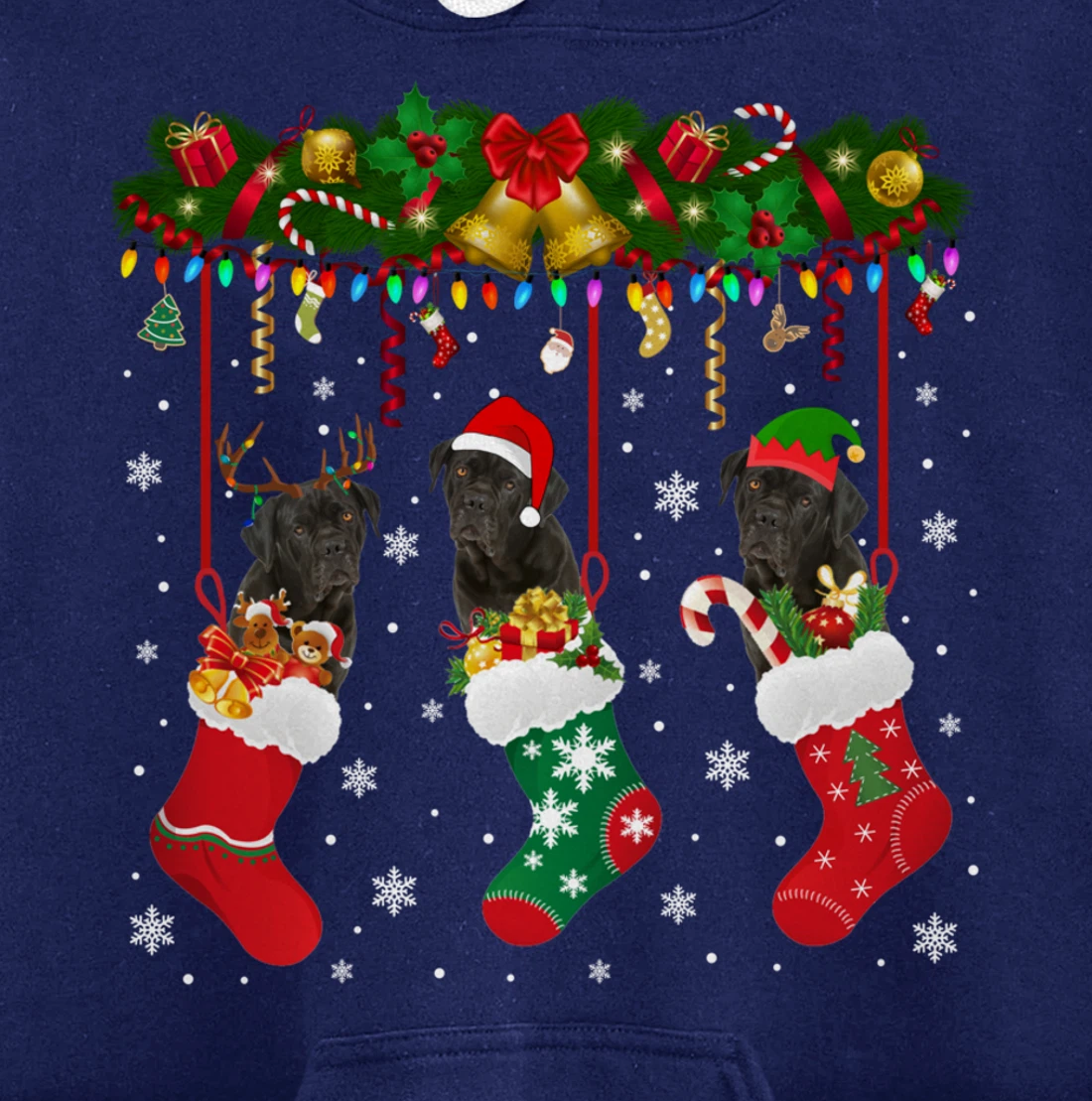 Cane Corso In Sock Xmas Reindeer Santa ELF Dog Pullover Hoodie