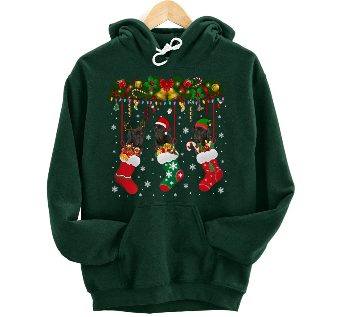 Cane Corso In Sock Xmas Reindeer Santa ELF Dog Pullover Hoodie