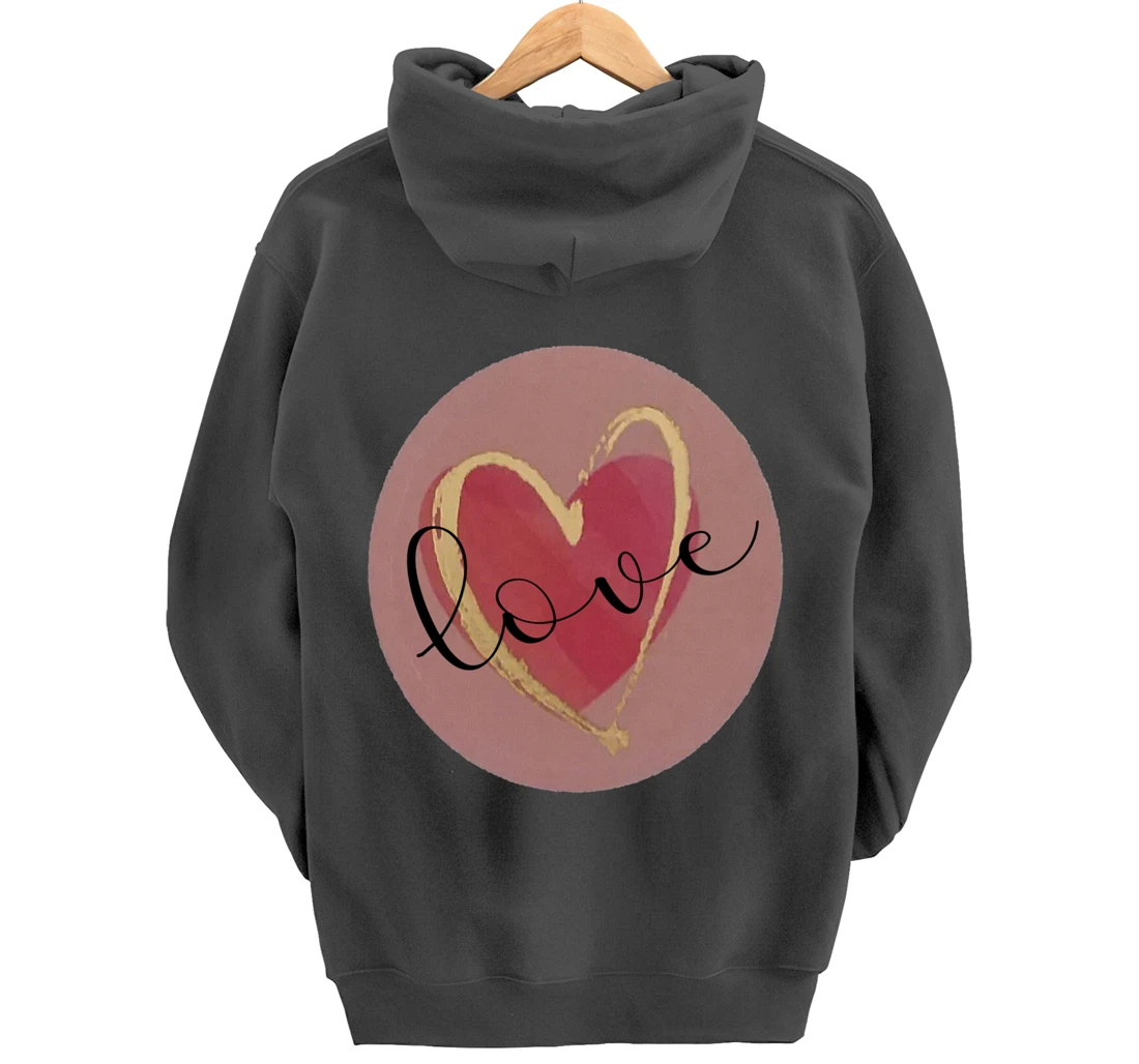 Cute Love Heart Circle Valentines Day Quote Saying Kisses Pullover Hoodie