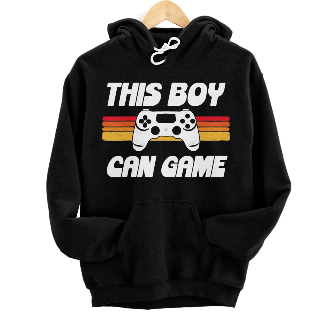 This Boy Can Game Funny 80s Retro Video Gaming Controller Pullover Hoodie