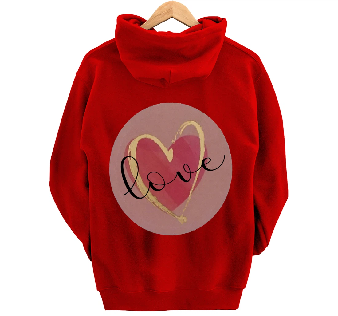 Cute Love Heart Circle Valentines Day Quote Saying Kisses Pullover Hoodie