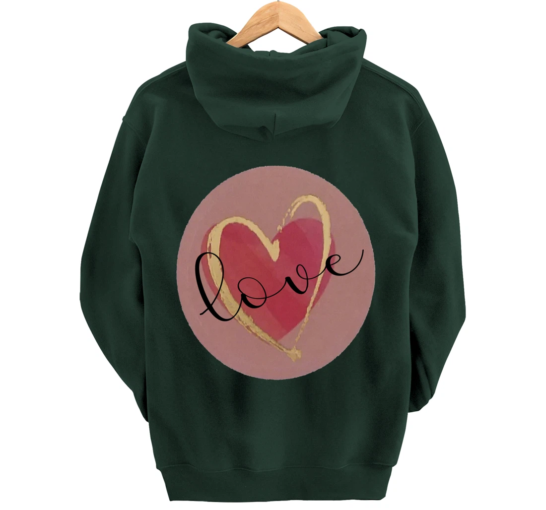 Cute Love Heart Circle Valentines Day Quote Saying Kisses Pullover Hoodie