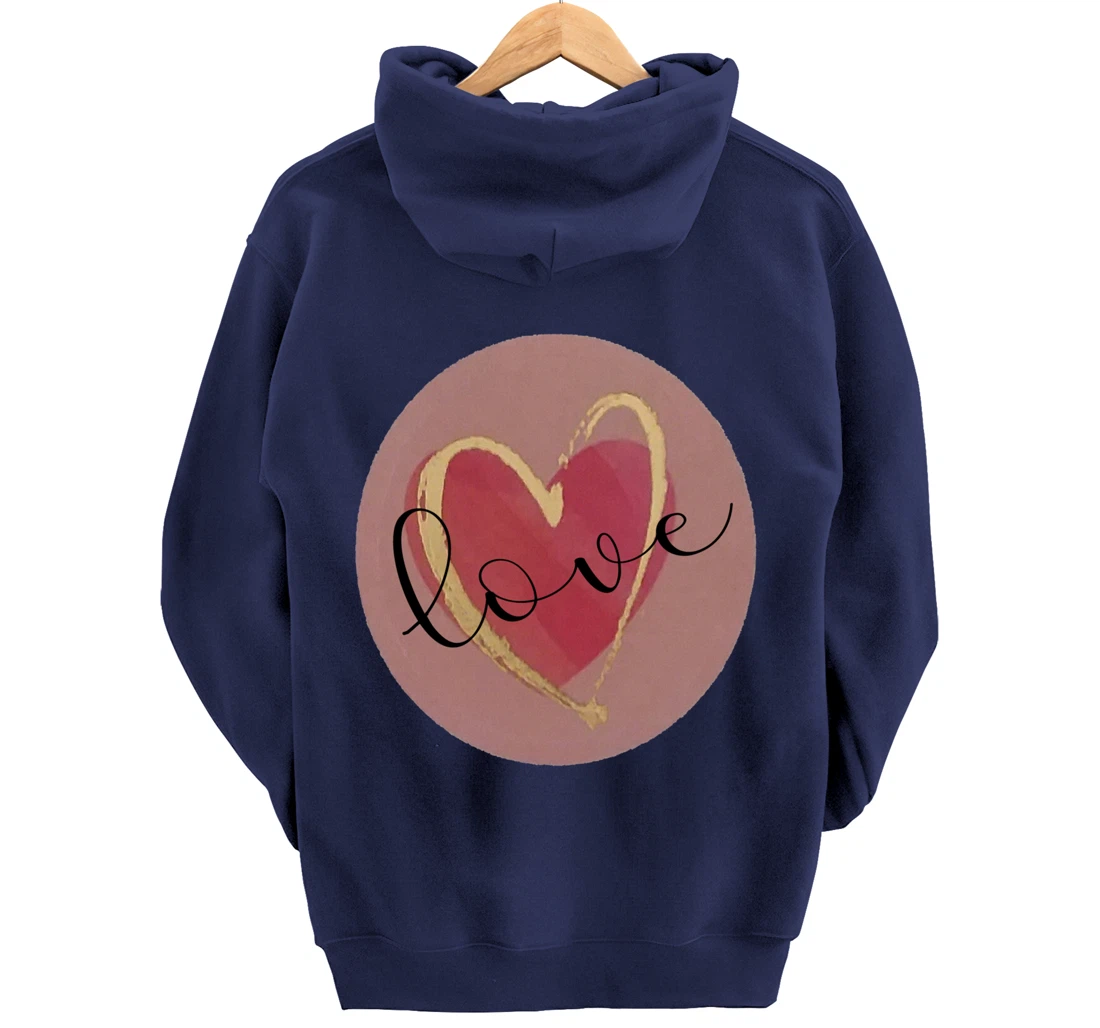 Cute Love Heart Circle Valentines Day Quote Saying Kisses Pullover Hoodie