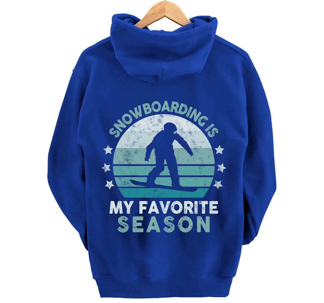 Snowboarding Is My Favorite Season Winter Ice Sports Retro Pullover Hoodie