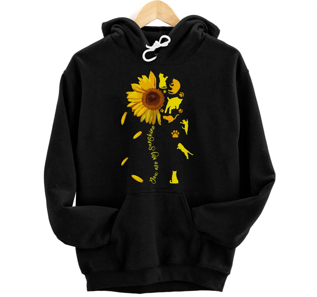Cat Lover, Cat Sunflower, Cat Flower Pullover Hoodie