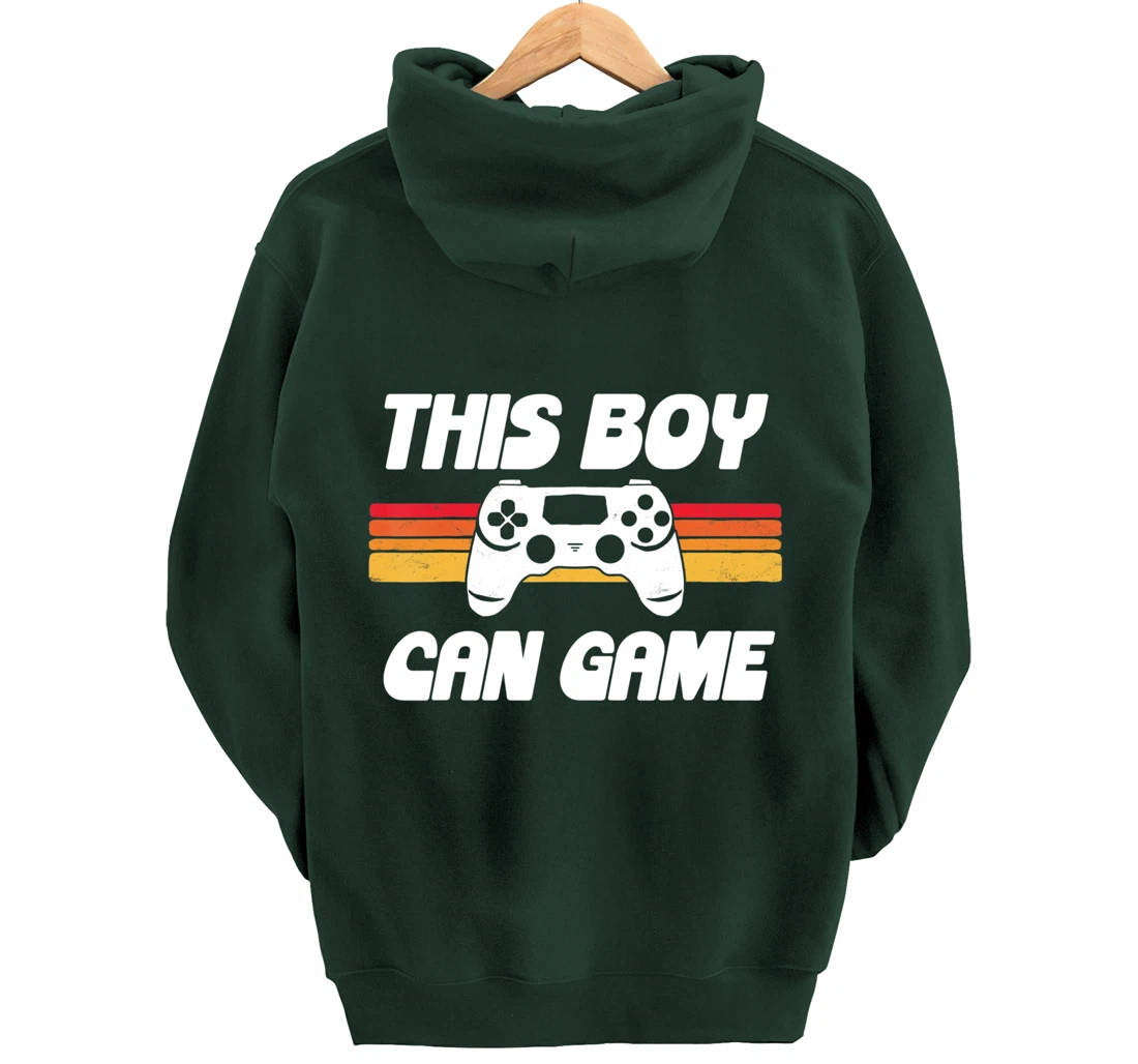 This Boy Can Game Funny 80s Retro Video Gaming Controller Pullover Hoodie