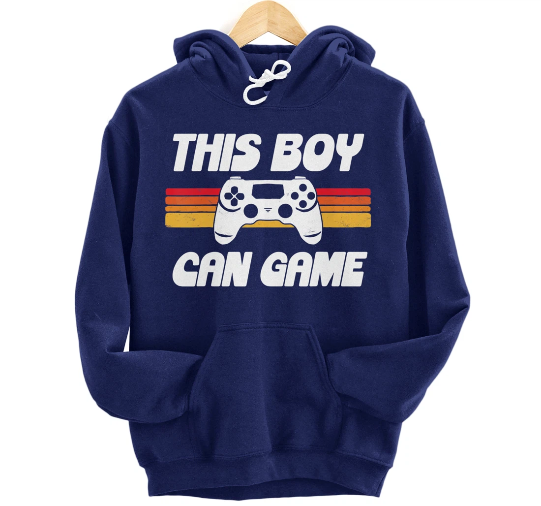 This Boy Can Game Funny 80s Retro Video Gaming Controller Pullover Hoodie