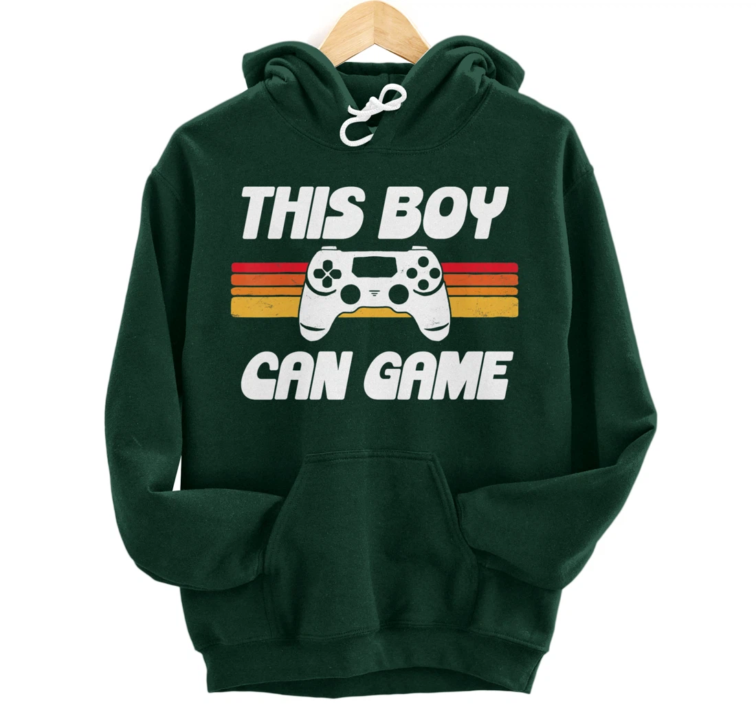 This Boy Can Game Funny 80s Retro Video Gaming Controller Pullover Hoodie