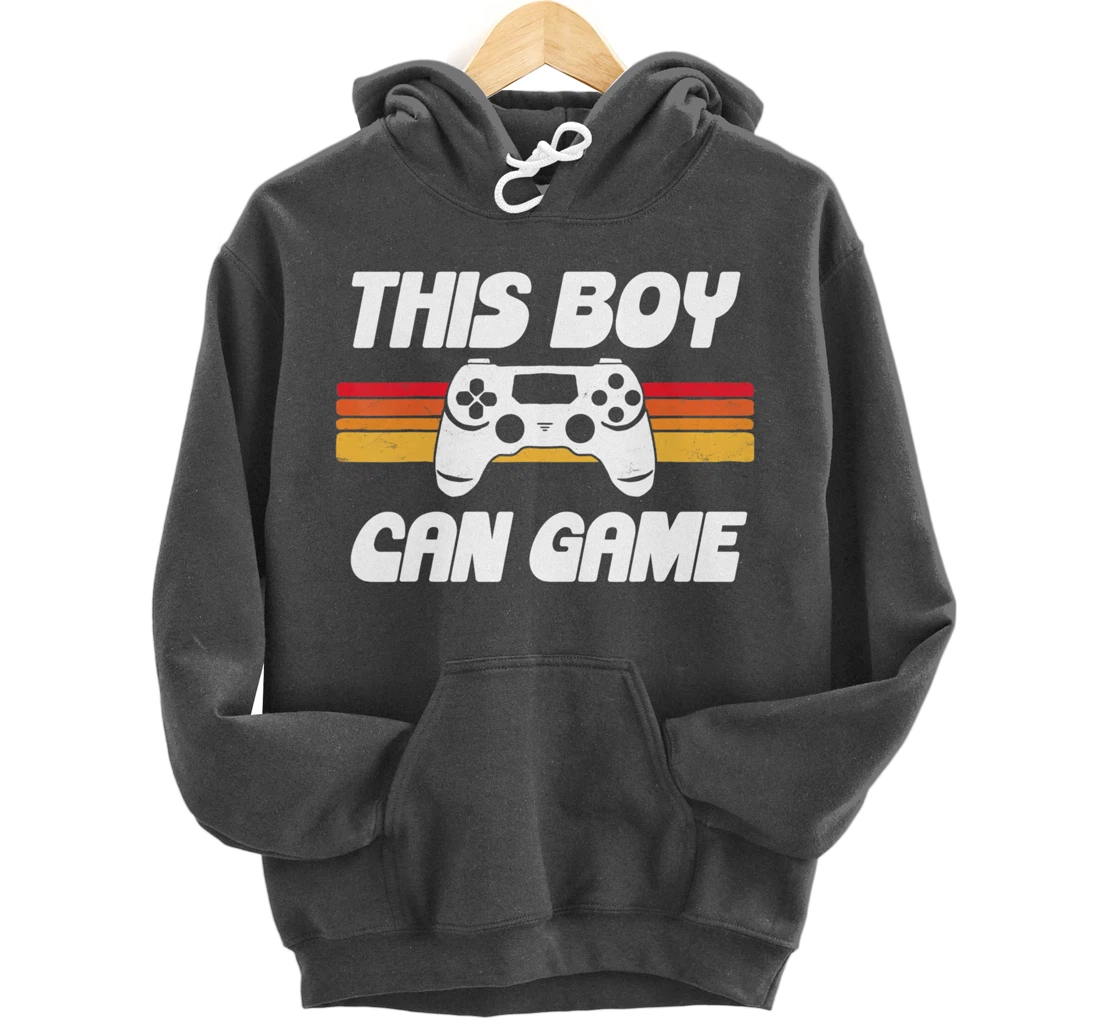 This Boy Can Game Funny 80s Retro Video Gaming Controller Pullover Hoodie