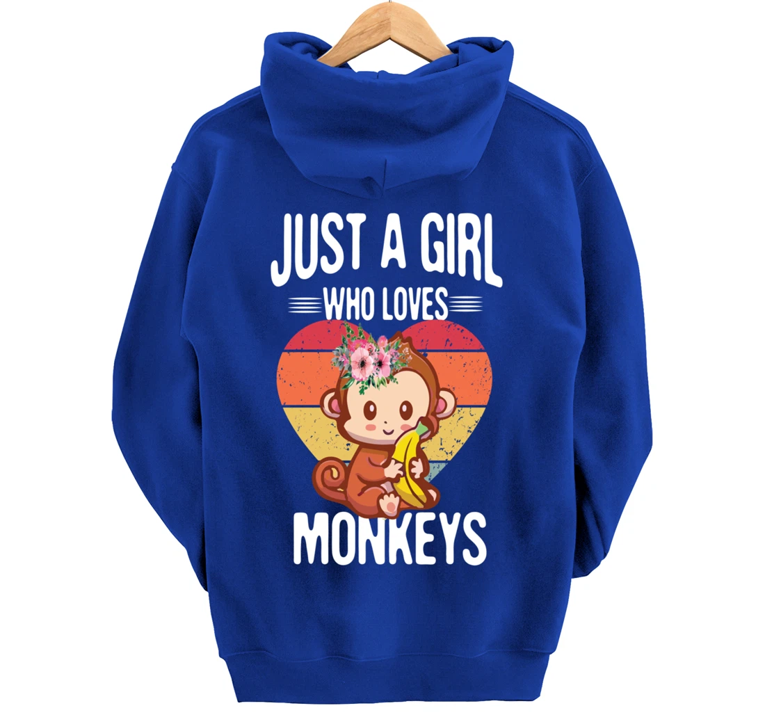 Just A Girl Who Loves Monkey Funny Monkey Pullover Hoodie