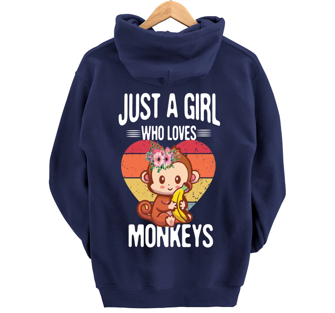 Just A Girl Who Loves Monkey Funny Monkey Pullover Hoodie