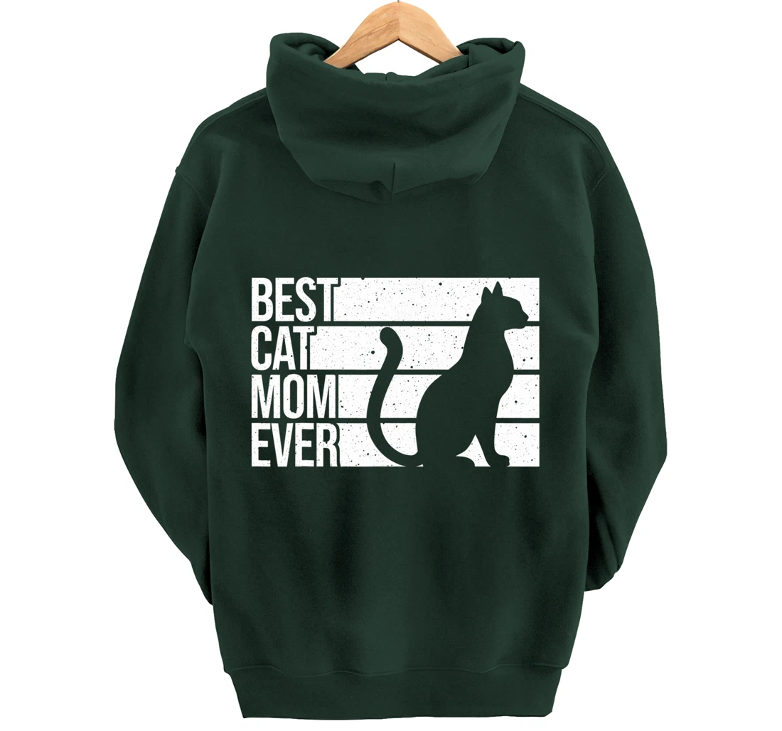 Cute Cat Mom Art For Women Girl Cat Pet Animal Kitten Pullover Hoodie