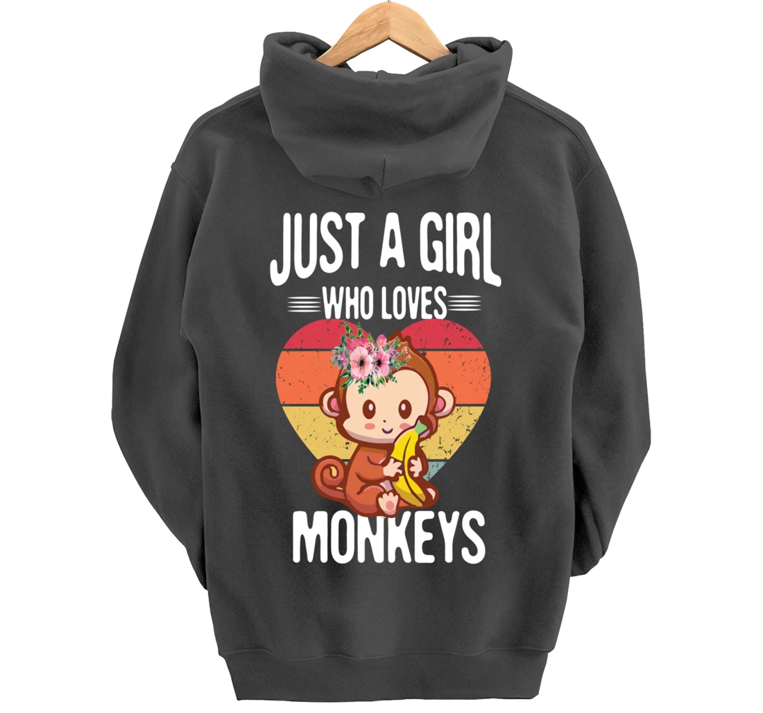 Just A Girl Who Loves Monkey Funny Monkey Pullover Hoodie