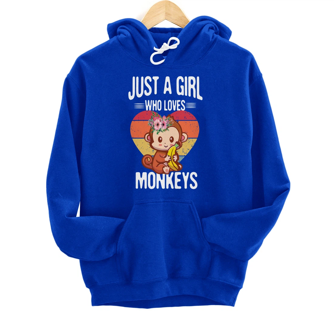 Just A Girl Who Loves Monkey Funny Monkey Pullover Hoodie