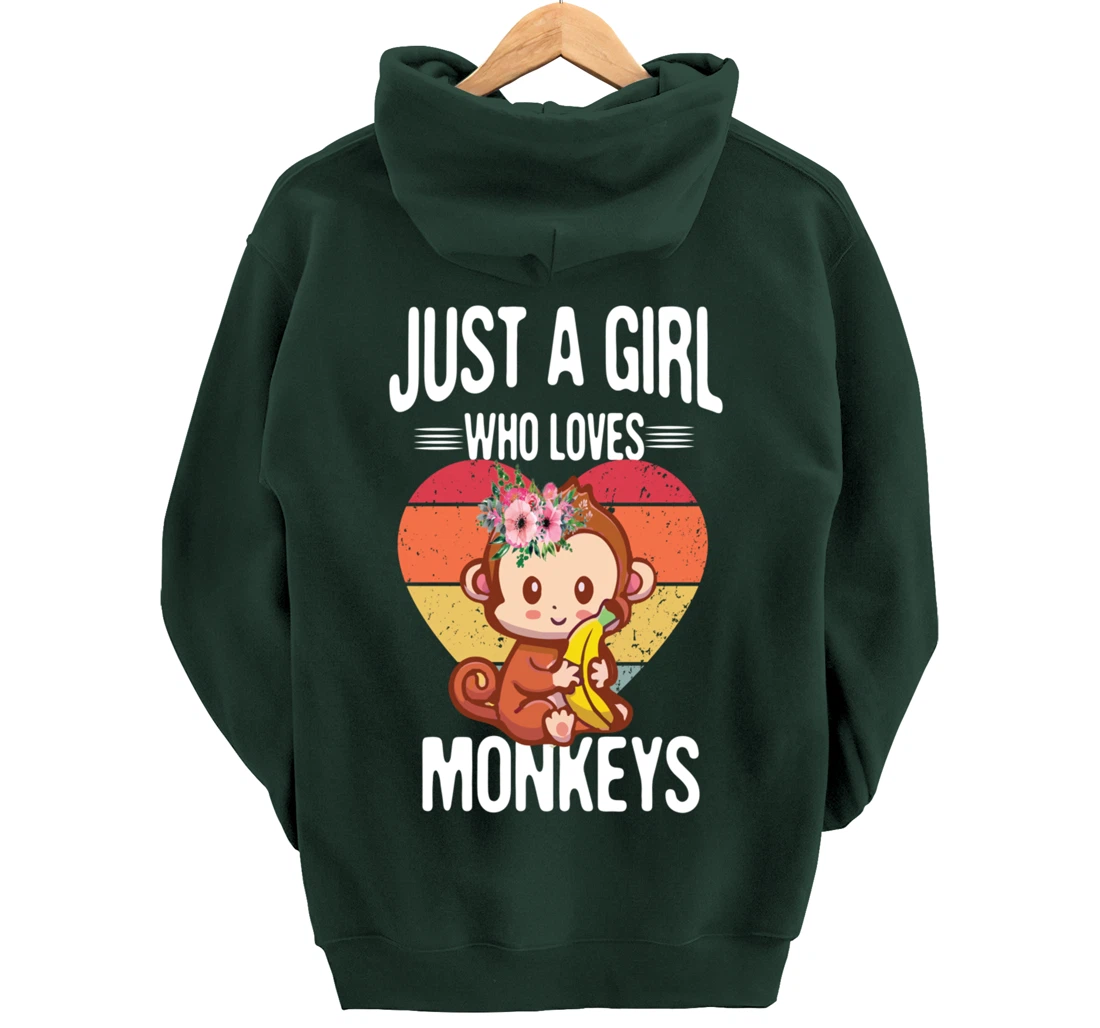 Just A Girl Who Loves Monkey Funny Monkey Pullover Hoodie