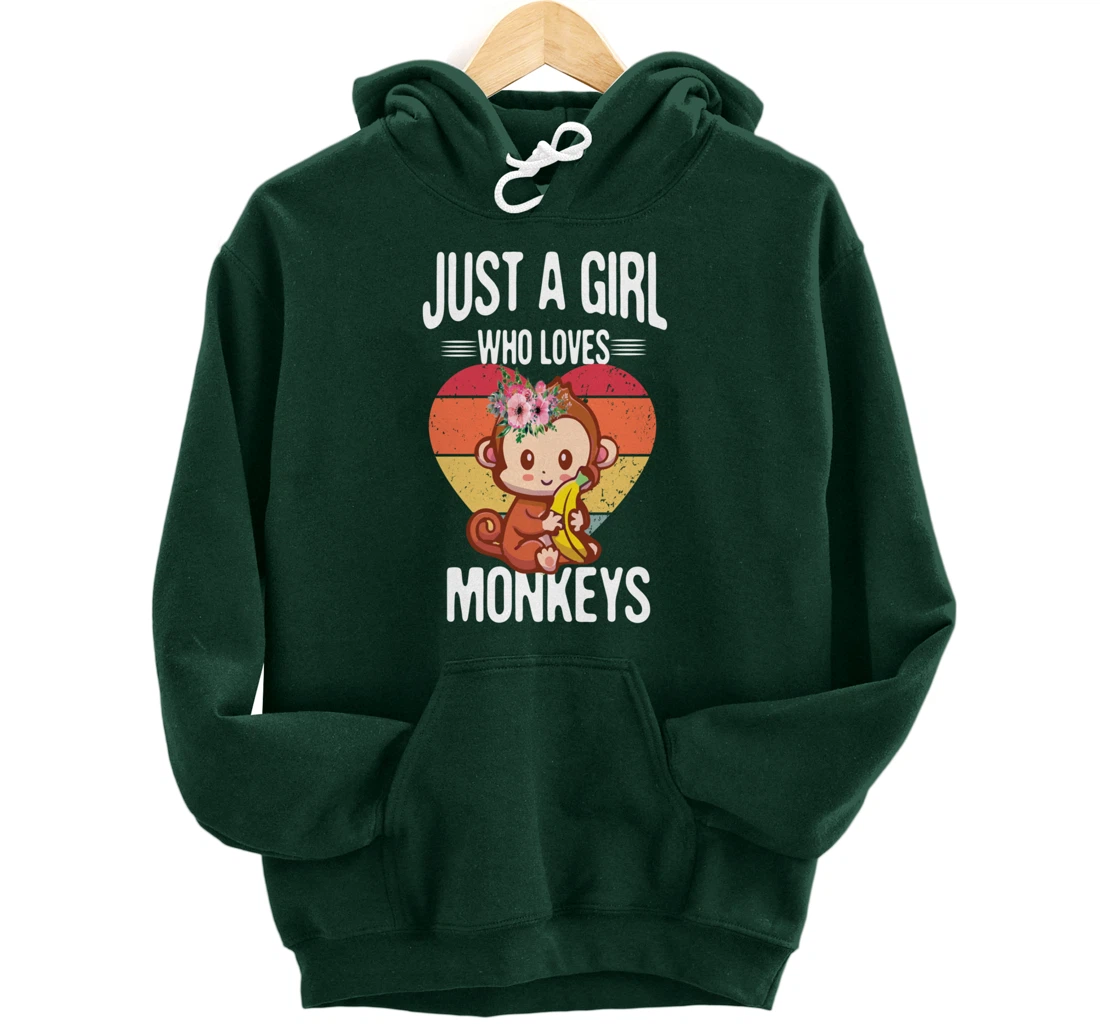 Just A Girl Who Loves Monkey Funny Monkey Pullover Hoodie