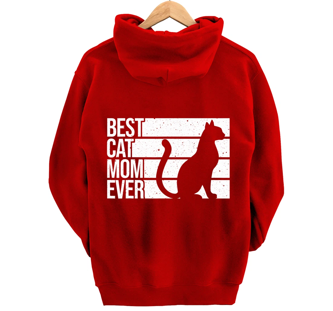 Cute Cat Mom Art For Women Girl Cat Pet Animal Kitten Pullover Hoodie
