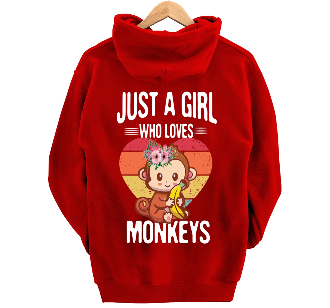 Just A Girl Who Loves Monkey Funny Monkey Pullover Hoodie