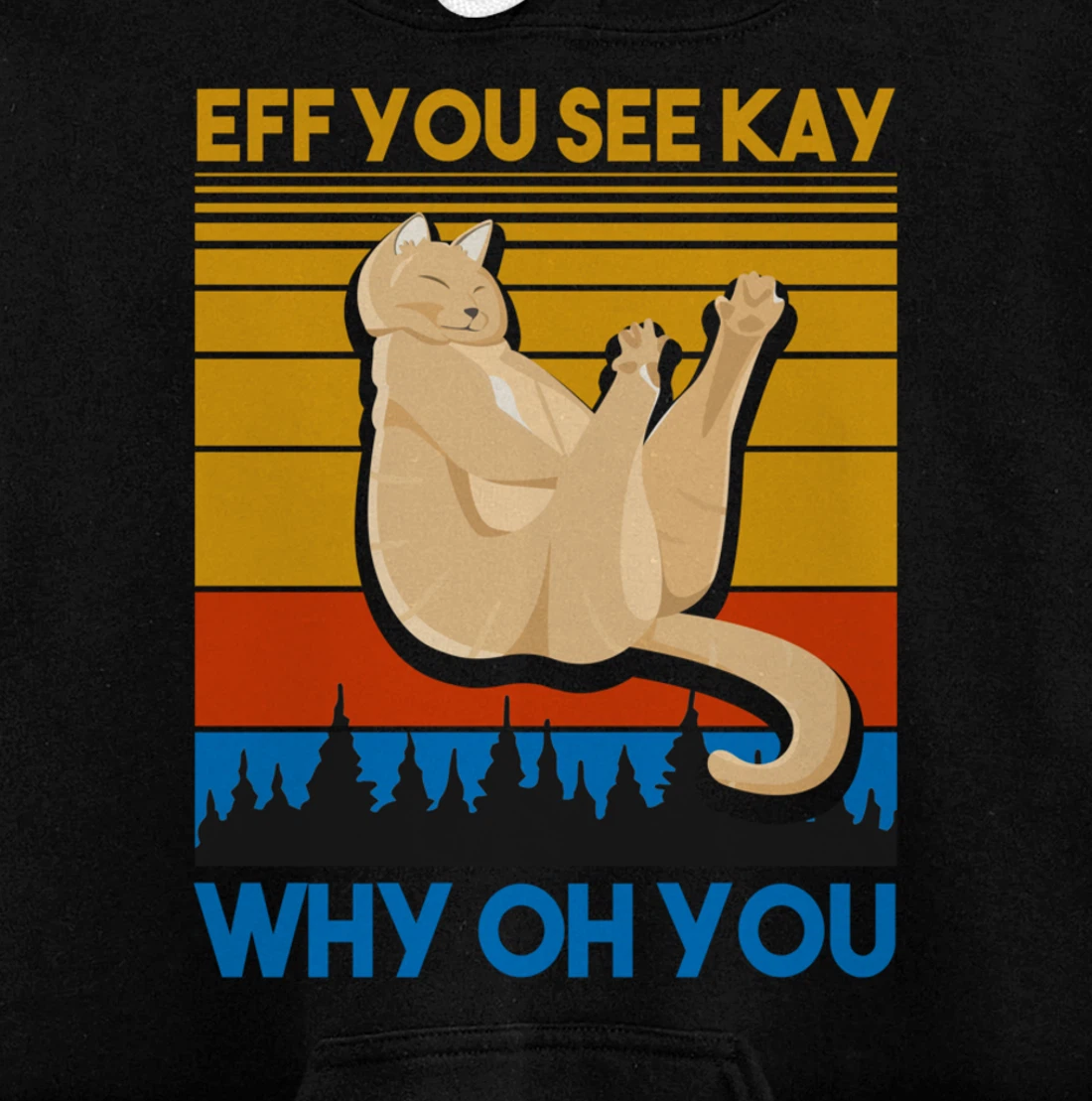 Eff You See Kay Why Oh You Vintage Sunset Cat Lover Retro Pullover Hoodie