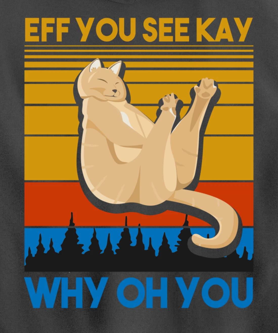 Eff You See Kay Why Oh You Vintage Sunset Cat Lover Retro Pullover Hoodie