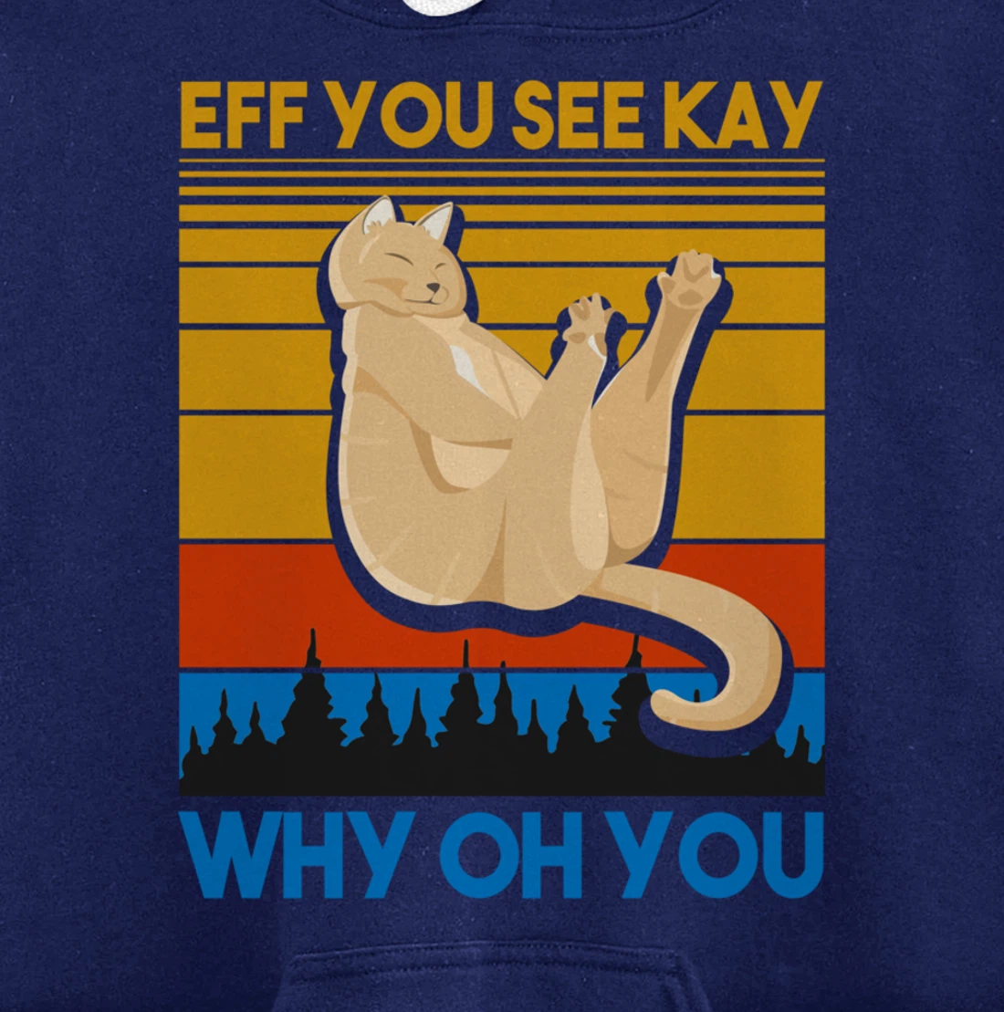 Eff You See Kay Why Oh You Vintage Sunset Cat Lover Retro Pullover Hoodie