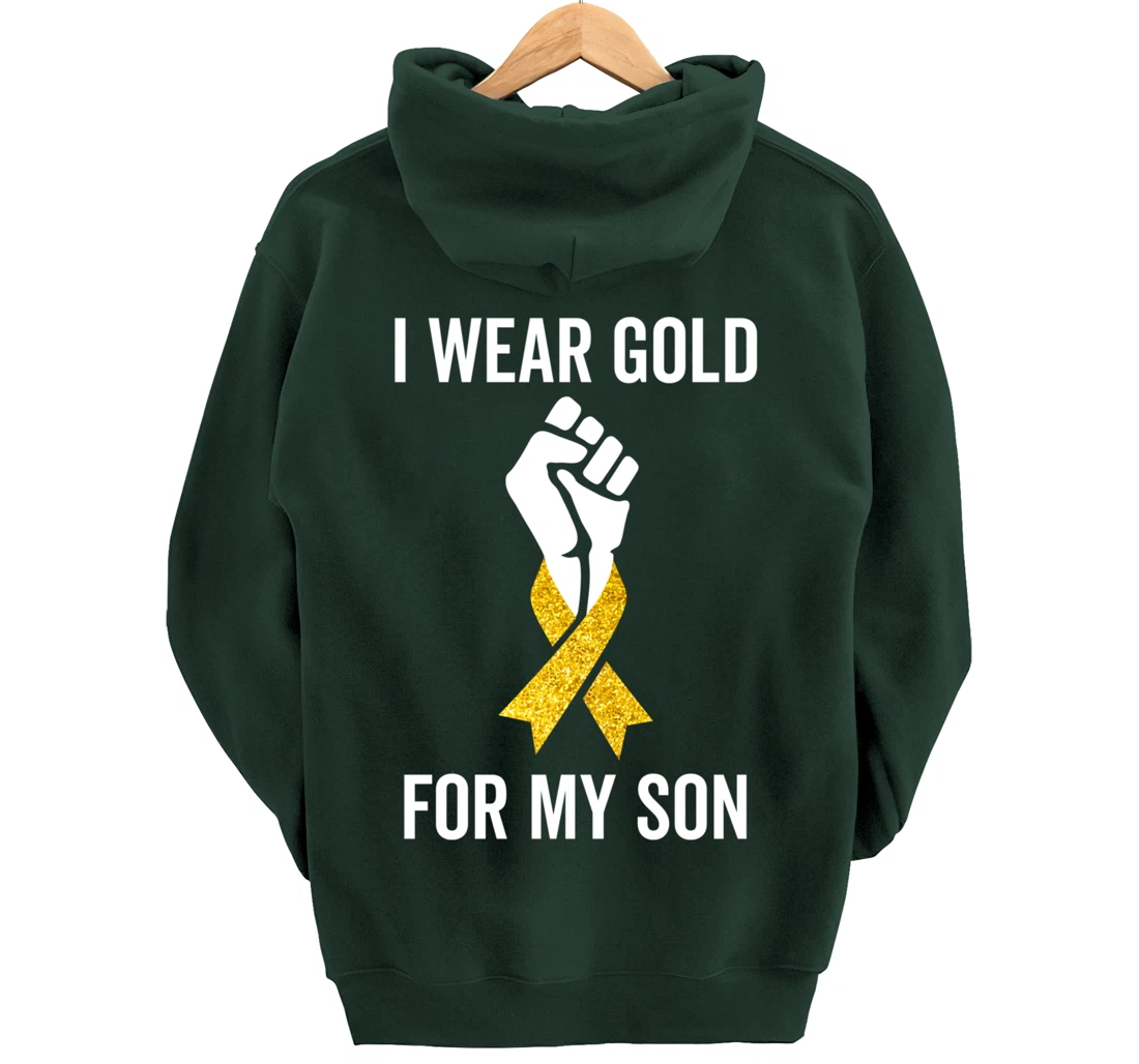I Wear Gold For My Son Childhood Cancer Awareness Gift Pullover Hoodie