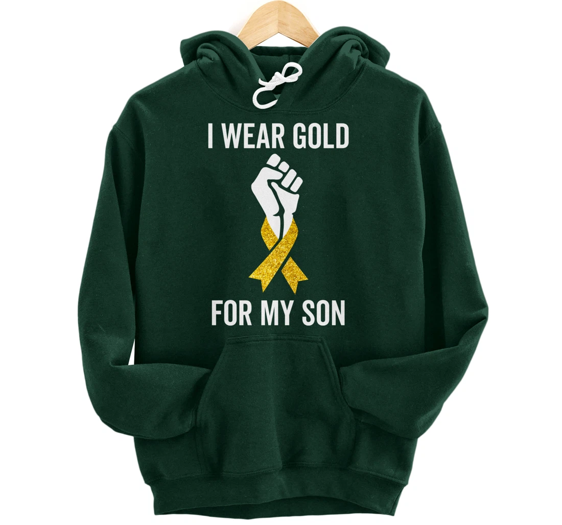 I Wear Gold For My Son Childhood Cancer Awareness Gift Pullover Hoodie